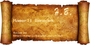 Hamerli Benedek névjegykártya